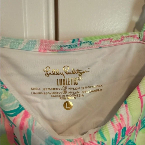 Lilly Pulitzer Luxletic dress. Tropical Print athletic dress - Pink, Teal & Lime - Picture 2 of 3
